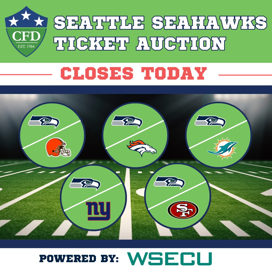 Today's your last chance to bid in our annual Seattle Seahawks ticket auction🏈! Whether you're cheering for the SEAHAWKS or those other teams, all proceeds will be going to benefit the CFD program and their member charities! 

Start your bids here: ow.ly/fKkA50SJIPT