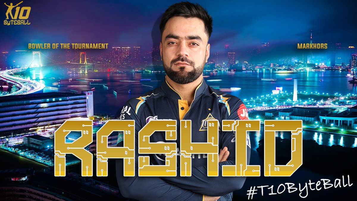 MatarAluTM's tweet photo. Rashid Khan wins Bowler of the Tournament Award
(#T10ByteBall, Final) https://t.co/qgSpwPqdVW