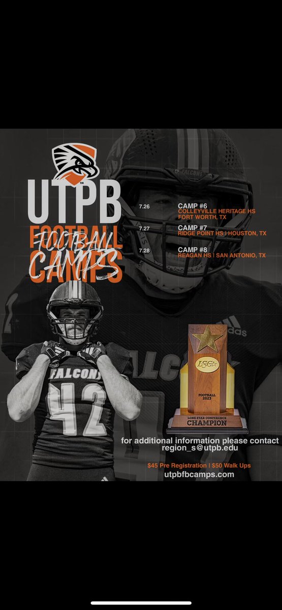 🚨last chance🚨 To camp with the champs get signed up let’s get to work !

utpbfbcamps.com