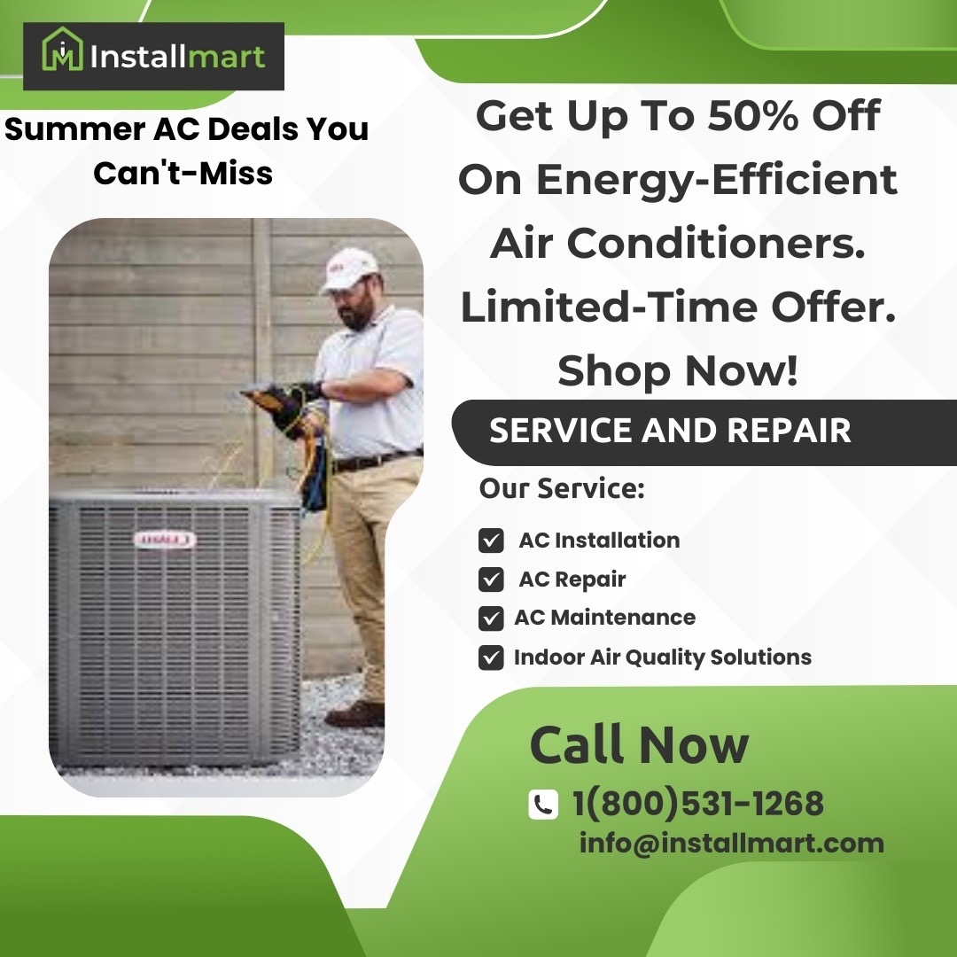 installmart's tweet image. Stay cool this summer with energy-efficient air conditioners at up to 50% off! 🌬️💰 Hurry, our limited-time offer won&apos;t last long. Shop now and save on your utility bills! 🌞🛒 #SummerSale #EnergyEfficiency #SaveMoney