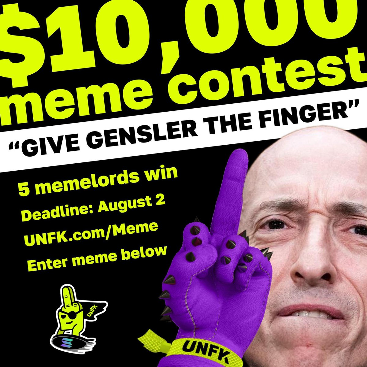CozomoMedici's tweet image. 1/ Ever wanted to give Gensler the Finger?

Now, you can

To celebrate the launch of @UNFKearth, a $10k meme contest he will not forget

The winning memes will be put on a truck and driven around his office #FireGensler