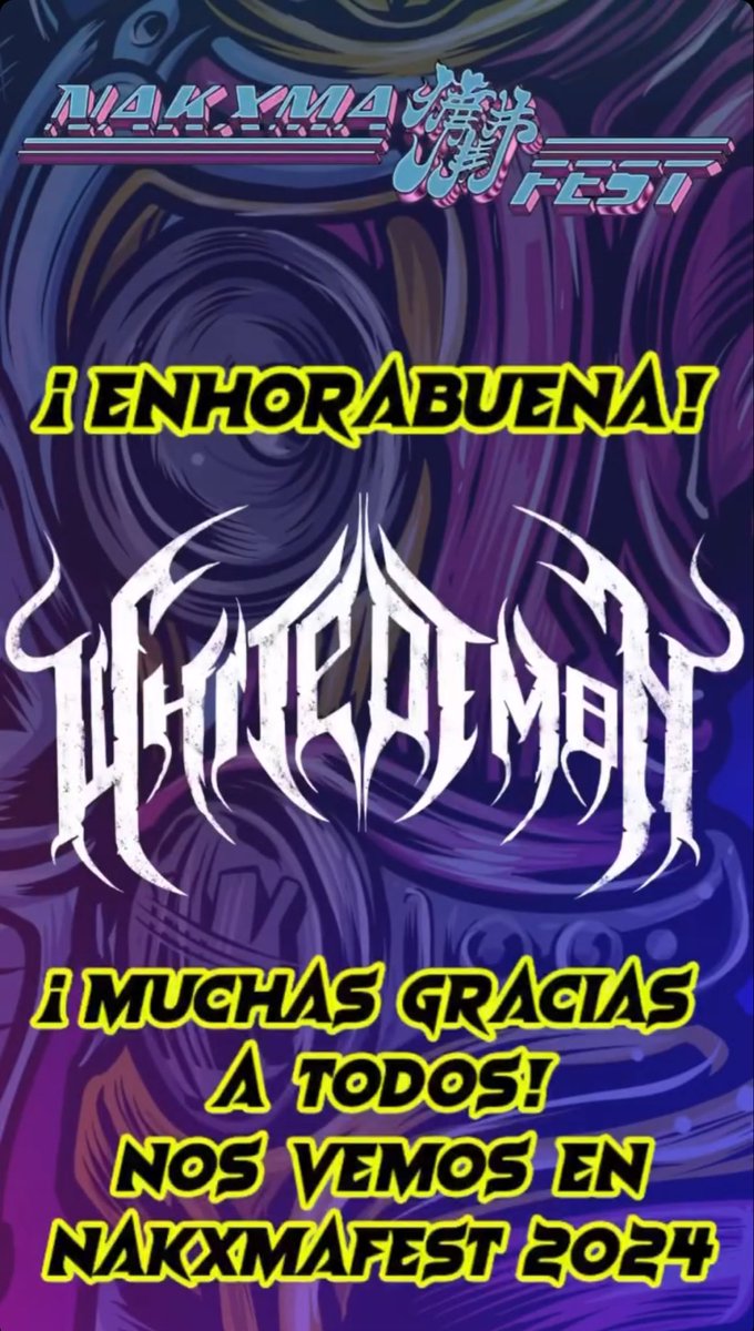 whitedemonofc's tweet photo. Estas últimas semanas han sido una locura pero ya es oficial: ¡¡SOMOS LOS GANADORES DEL NAKXMA FEST BAND CONTEST!!

No podemos agradeceros lo suficiente el descomunal apoyo que nos habéis dado estas semanas en nuestras RRSS 🤍

¡Nos vemos el 20 de septiembre en Granada!

🤍😈 https://t.co/P4Cl1TkCZ8