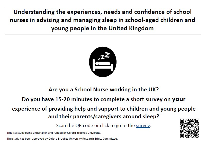 UK School nurse? 

Final opportunity to add your voice to our national exploration of the SN role in supporting CYP and families around sleep 😴

Online 20mins survey (closes 31/7): tinyurl.com/4zbx36ju #cyp #sleep #school #schoolnurse