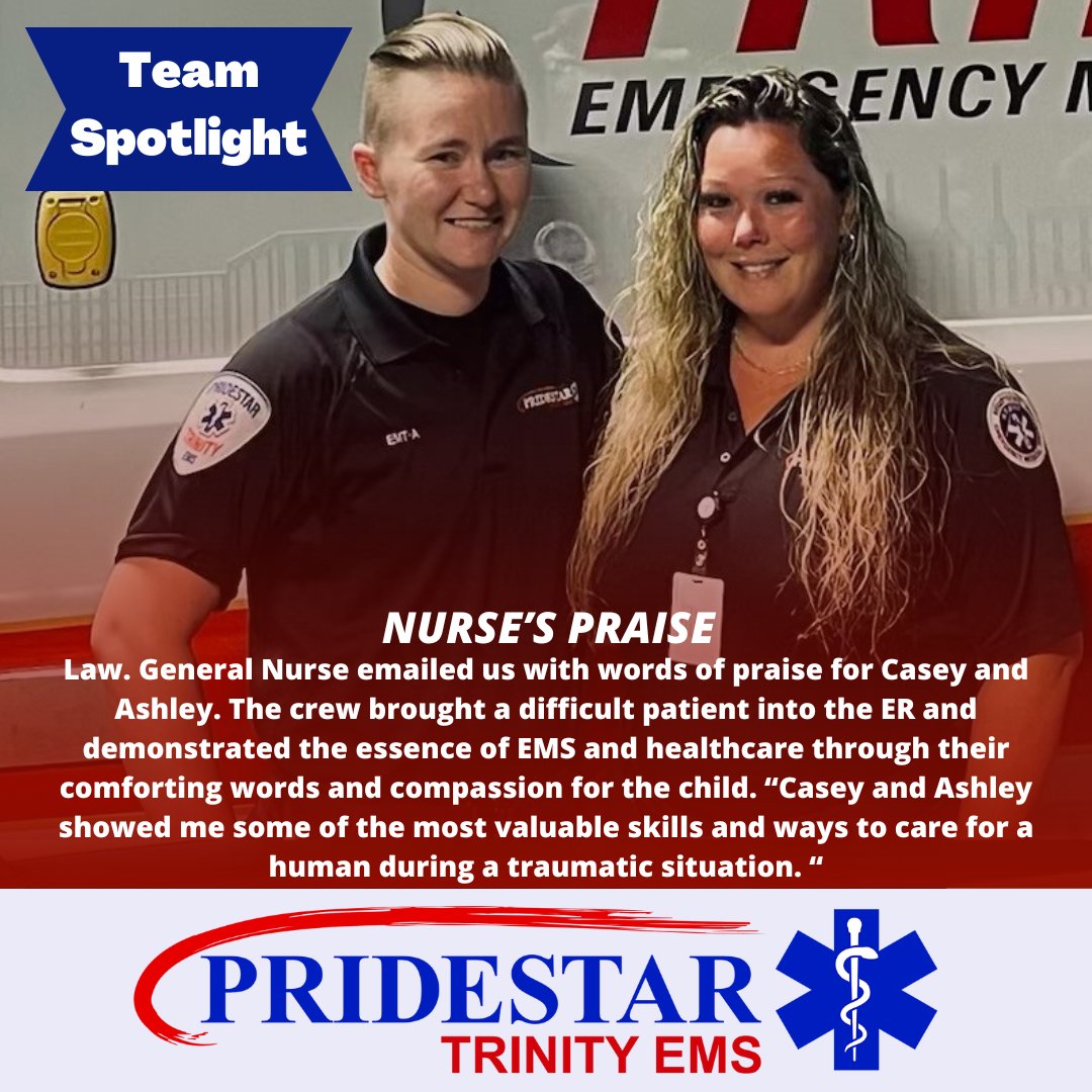 So proud of our employees. Casey and Ashleigh optimize 5 star patient care in the field. Thank you for all you do!