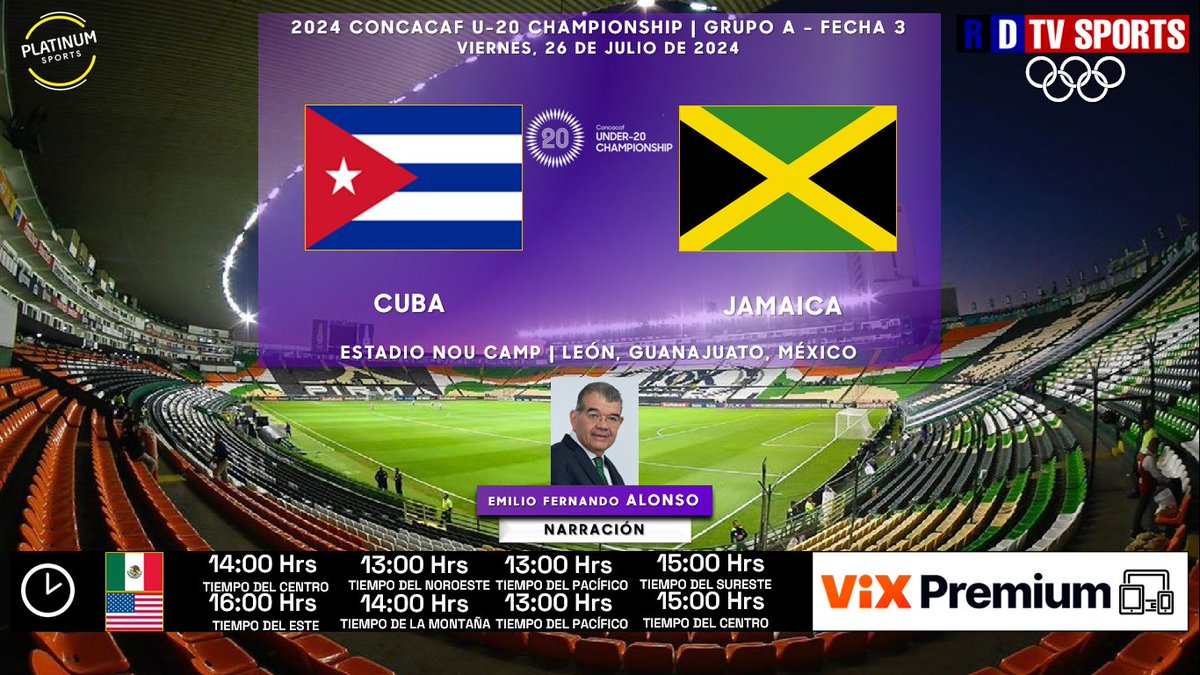 ramonovic09's tweet photo. 🇲🇽 #Concacaf #MU20 | 🇨🇺 #Cuba 🆚 #Jamaica 🇯🇲
📅 Hoy
🇲🇽⏰ 14:00 Hrs TC, 13:00 Hrs TP
🇺🇸⏰ 16:00 Hrs ET, 13:00 Hrs PT
📱💻 @VIX Premium
🎤 @emilio_alonso69
🤳 #VeranoDeFutbol #FutbolEnViX #CUBJAM https://t.co/SOy3KYmA8z