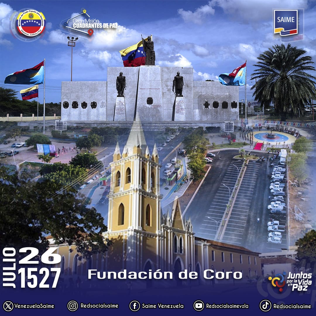 rrssfalcon's tweet photo. La  ciudad de Coro capital del estado Falcón, se fundó el 26 de julio de 1527, por Juan Martín de Ampíes. Desde su creación fue un importante centro urbano, también llegó a ser la primera provincia de Venezuela y sede del primer obispado creado en América del Sur. https://t.co/XSNwUOYa7t
