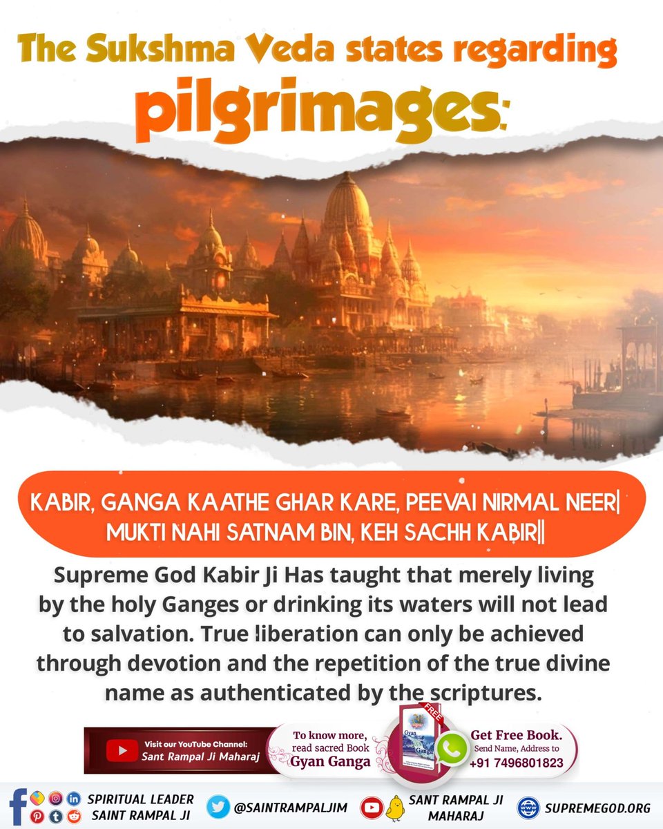 mithaleshd92's tweet photo. Cleaning the dirt from our mind is the true pilgrimage. If by chance one gets the pilgrimage that purifies the soul, that is, the pilgrimage of the Satsang of Tatvdarshi saints, then the mental dirt (illness) will cleansed.
#तीर्थ_से_पुण्य_है_या_पाप
Watch Satsang Of Sant RampalJi https://t.co/wLLVJ98rt8