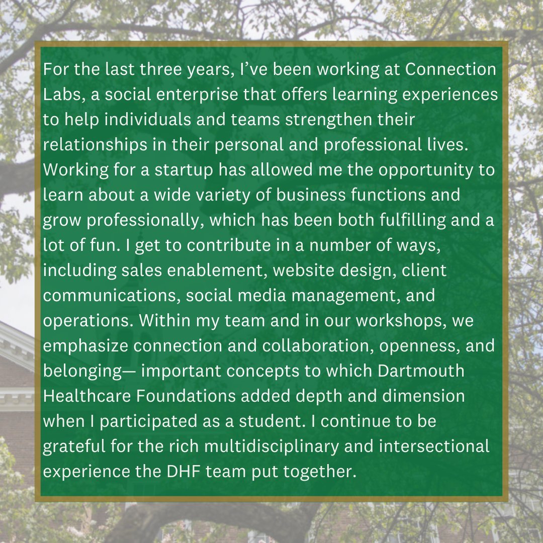 #DartmouthFoundation mission is to help students grapple with questions of advocacy, explore empathy &amp; reflect on how humanistic approaches serve as a guard against cynicism and fatigue. These skills can be applied universally. Here is an example:
