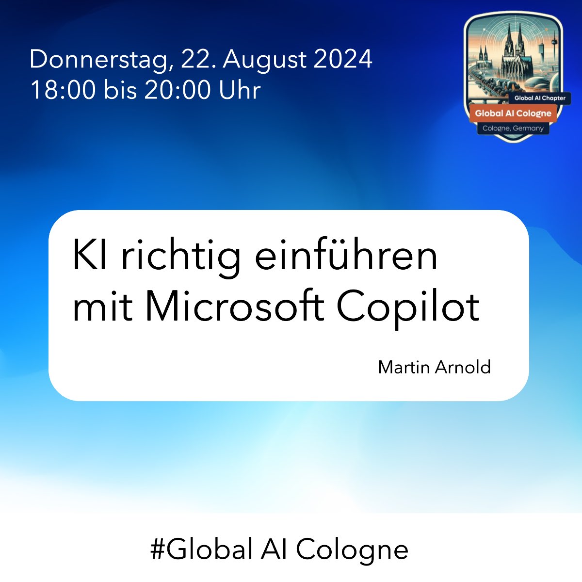 Jennifer (@pfiffikrebs) on Twitter photo Die #SeasonofAI geht weiter. Zwei tolle Meetups im August beim #GlobalAICologne
01. August #OpenAI #CopilotStudio #AzureSafetyAPI
22. August #KI #MicrosoftCopilot
<a href="/Ra_Koellner/">Raphael Koellner #Copilot</a> Martin Arnold
Sieh dir Global AI Cologne auf Meetup an meetup.com/global-ai-colo… Die #SeasonofAI geht weiter. Zwei tolle Meetups im August beim #GlobalAICologne
01. August #OpenAI #CopilotStudio #AzureSafetyAPI
22. August #KI #MicrosoftCopilot
<a href="/Ra_Koellner/">Raphael Koellner #Copilot</a> Martin Arnold
Sieh dir Global AI Cologne auf Meetup an meetup.com/global-ai-colo…