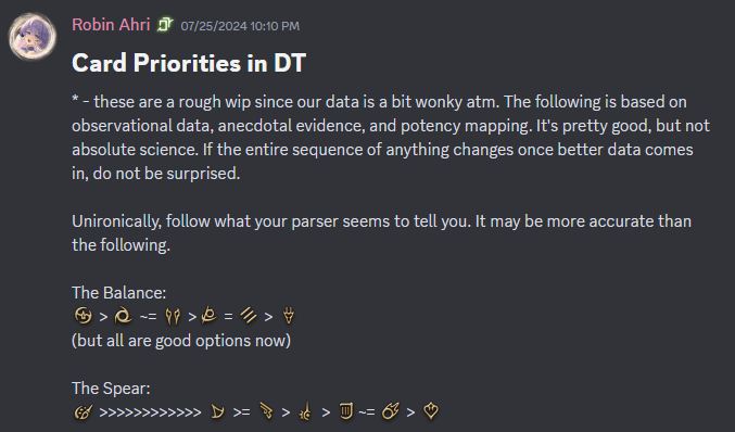 占星のカード優先度 

アーゼマの均衡 : 侍 > 忍 or ヴ > リ or モ > 竜
ハルオーネの槍 : ピ >>>>> 召 ≧ 機 > 赤 > 詩 or 黒 > 踊