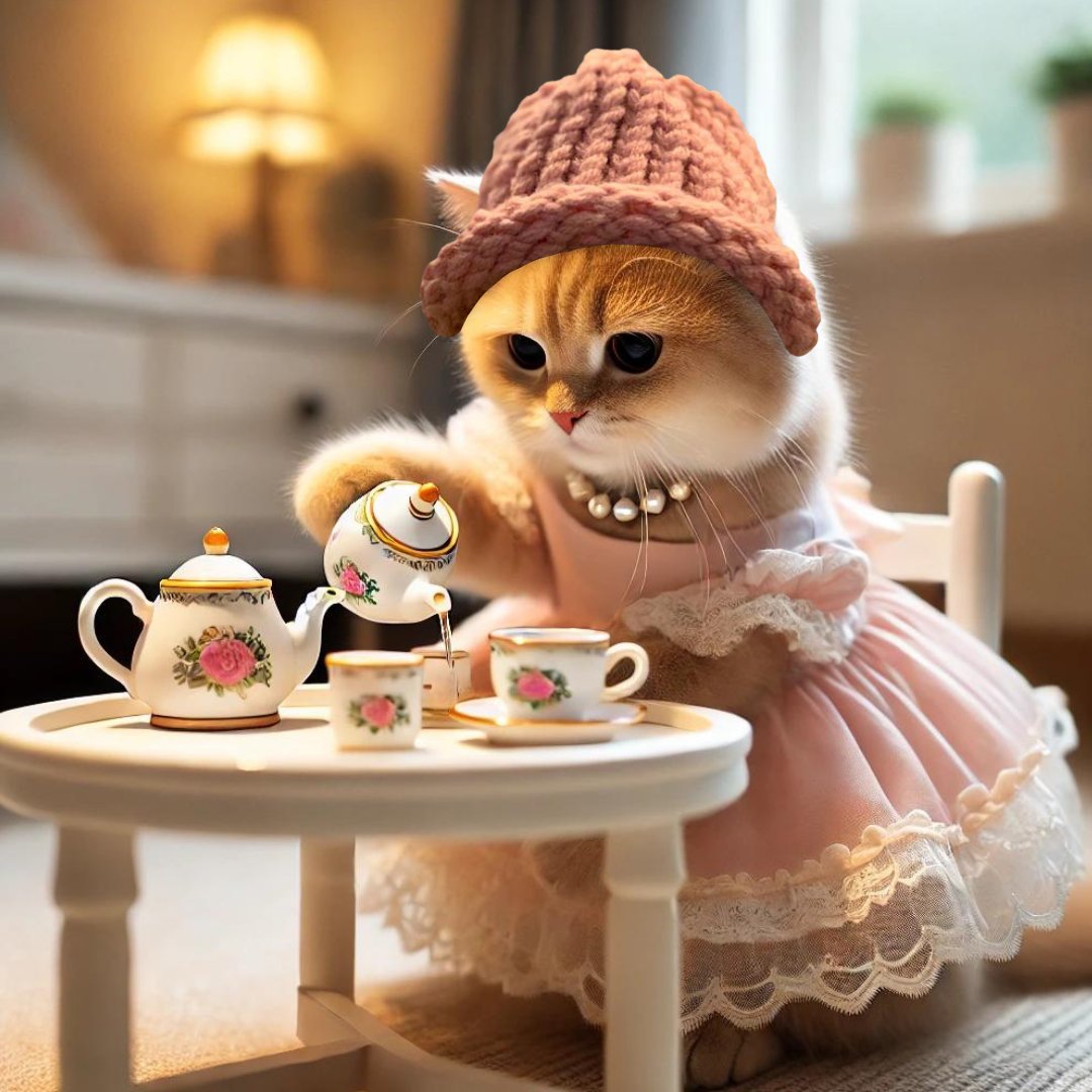 CodeMeow777's tweet photo. A royal tea party fit for a queen $CWIF! 🐾👑☕ #CWIF #PrincessCat https://t.co/OgpeNY8uNp