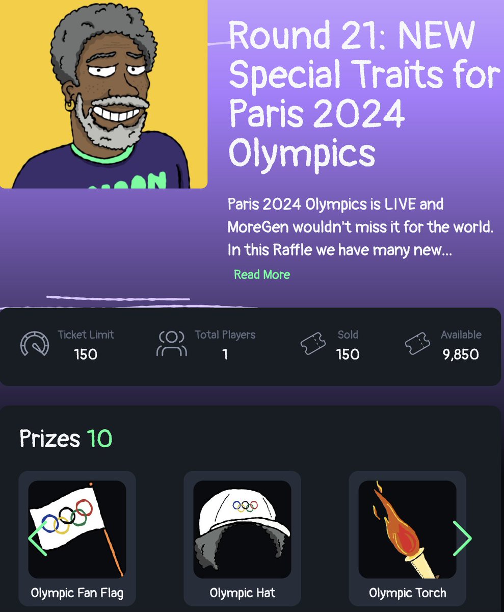 Get ready for Round 21 #MOON Games with NEW Special #NFT Traits for #Paris2024 Olympics! 🎱

Buy your raffle tickets now before we sell out 🎟️
freemoon.meme/raffles/cdAkWs… 

Best of luck to everyone! 🍀