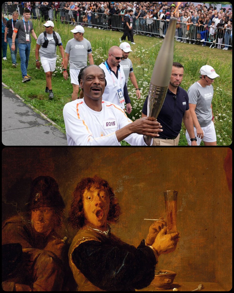 ArtButSports's tweet photo. The Smoker, by David Teniers the Younger, 1640, 📸 of @SnoopDogg by Marcus Brandt https://t.co/vbSQkqolpD