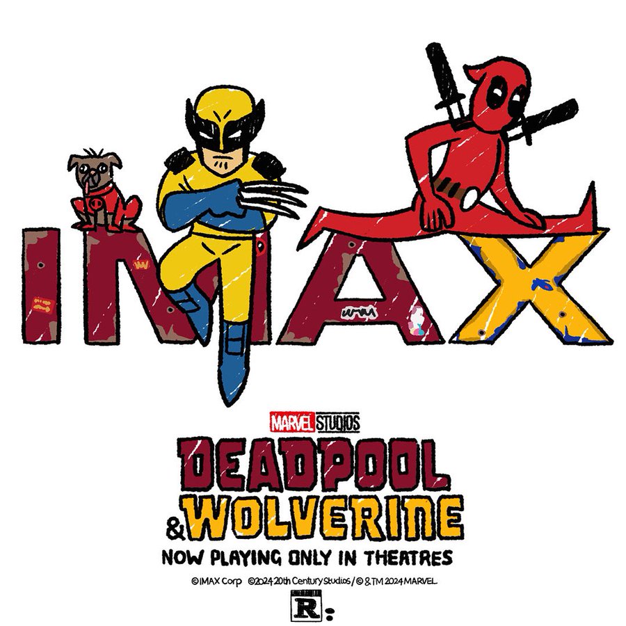 Creatieve Deadpool & Wolverine poster voor IMAX