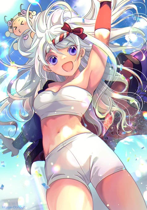 さいつよ2話のトビラは前回のお祭りに引き続き、今回もエリザベーテさんでお祭り  夏らしく元気いい絵にしてみました 私は暑くて外出るのも無理ですが  #さいつよ悪役令嬢 #さいつよ悪役令嬢日記
