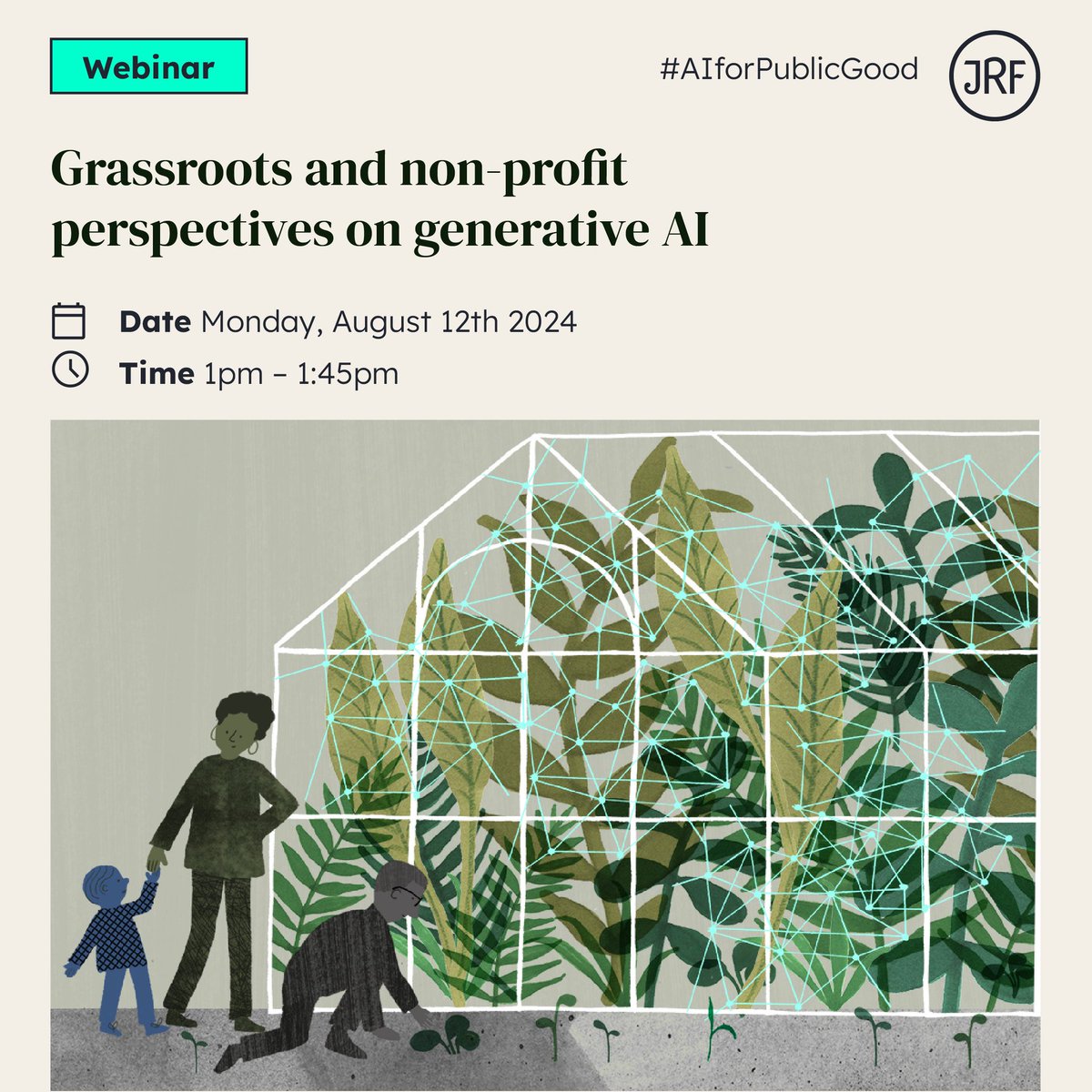 Our AI for Public Good research with <a href="/WeandAI/">https://bsky.app/profile/weandai.bsky.social</a> asks:

Why and how do non-profit and grassroots orgs engage with gen AI tools? 

How do these orgs see their role in shaping the broader AI debate?

🌐 Join us online to explore report findings and key themes events.zoom.us/ev/AkLv9taYrRl….