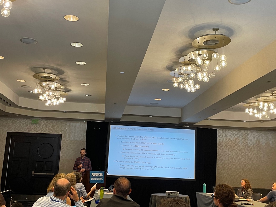 Nicolas R. Ziebarth (@nicolasziebarth) on Twitter photo Wrapping up #NBERSI w/ important work by <a href="/ChloeNEast/">Dr. Chloe N. East she/her @chloeneast.bsky.social</a> & <a href="/EconJason/">Jason Cook</a> on labor supply and SNAP disenrollment effects of work requirements.
Not much evidence for increased labor supply but rather large drops in enrollment as a consequence Wrapping up #NBERSI w/ important work by <a href="/ChloeNEast/">Dr. Chloe N. East she/her @chloeneast.bsky.social</a> & <a href="/EconJason/">Jason Cook</a> on labor supply and SNAP disenrollment effects of work requirements.
Not much evidence for increased labor supply but rather large drops in enrollment as a consequence