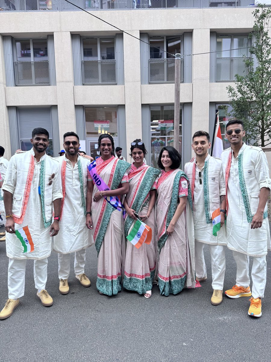 Honored to represent India with the amazing Indian team in our national colors! 🇮🇳 Let's make India proud! #Paris2024