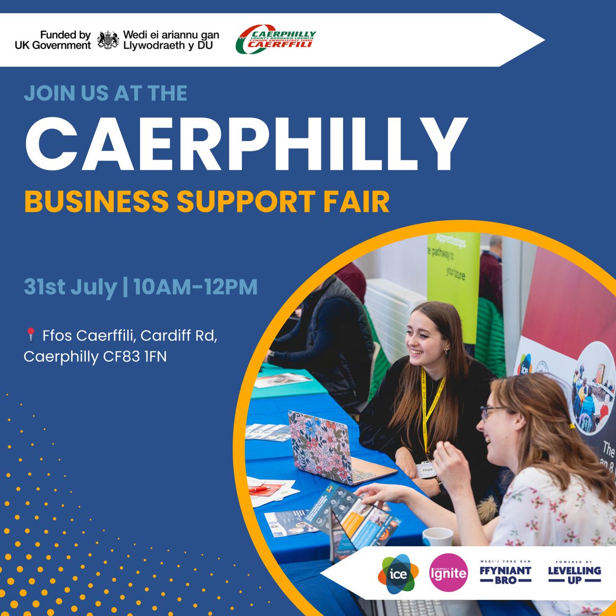 🚀 We will be at the #Caerphilly Business Support Fair tomorrow.

If you are a startup, micro business or SME looking for advice on how to start or grow your business, make sure you come along, no registration is needed!

📅 31st of July
⏰10:00-12:00
📍Ffos Caerffili, Caerphilly