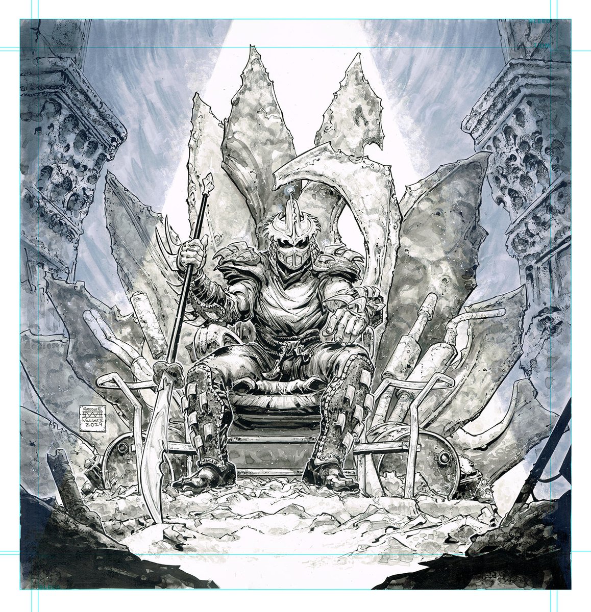 Freddieart's tweet photo. Debuting at SDCC 2024: SHREDDER'S THRONE. I worked with @NECA_TOYS to design the throne, and illustrate the box art! https://t.co/LEtnR3Duyf https://t.co/iNhVhmOdB5