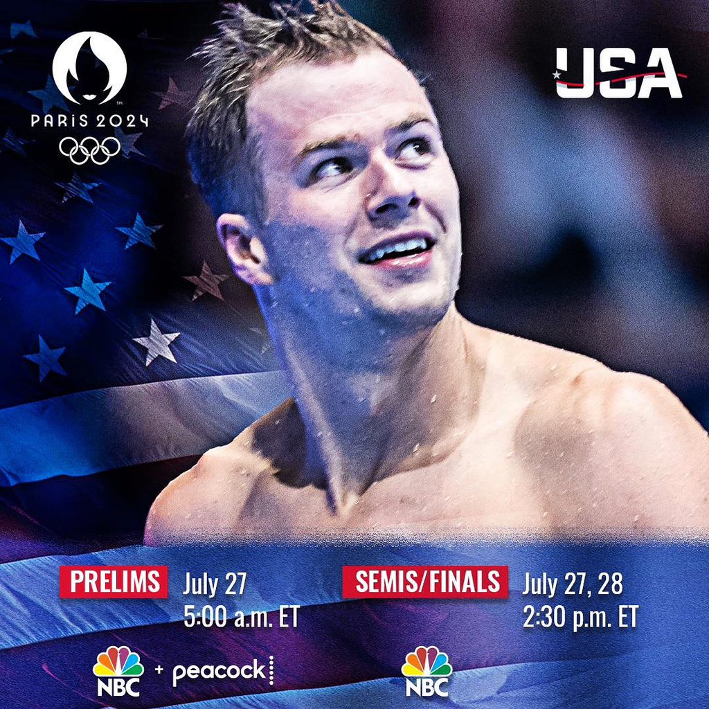 Tune in to watch me swim at the OLYMPICS!! Ready to rep Team USA 🇺🇸🇺🇸 at the biggest stage in sports. Proud of this team’s preparation and I know we are ready to crush it. Let’s Goooooo!