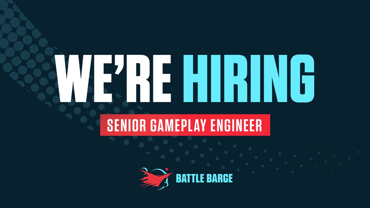 BattleBargeTeam's tweet photo. This Featured Friday, we’re looking for a Senior Gameplay Engineer to join our growing team. In this role, you'll build new and extend existing systems to help achieve our player experience goals. ​

Want to learn more? Reach out: https://t.co/kgVwax8CmW https://t.co/pALHbrisDl