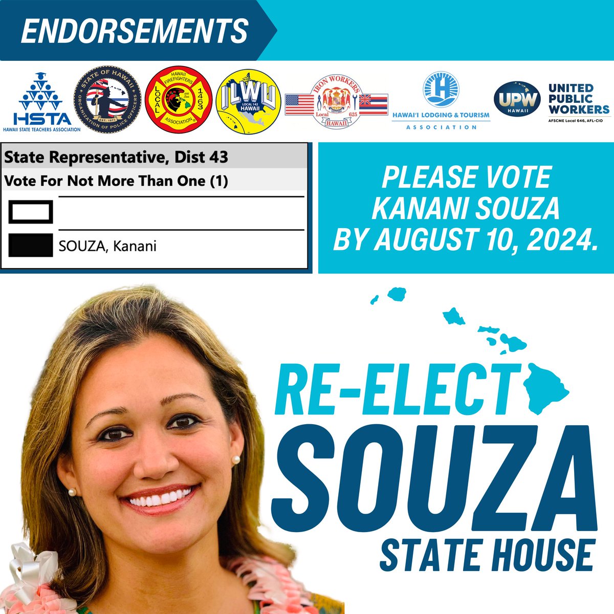 votesouza's tweet photo. Vote Kanani Souza in Makakilo and Kapolei, District 43! #VoteKananiSouza #VoteSouza #District43 #Makakilo #Kapolei https://t.co/14SMV4bcp3