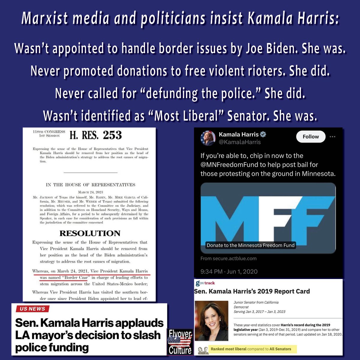 FlyoverCarole's tweet photo. #BorderCzar #MNFreedomFund #DefundThePolice #LyinKamala 

#FlyoverORIGINAL https://t.co/63Vq6stUxn