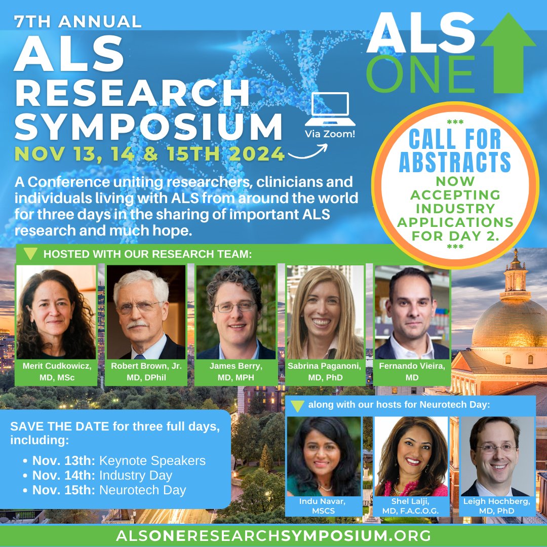 ALS ONE (@alsone_official) on Twitter photo CALL FOR #ALS ABSTRACTS: If you're interested in speaking during our 7th annual #ALS Research Symposium's Industry Day, 11/14/24, about an ALS trial or work that you/your co/inst/pharma has in dev, kindly email your abstract to jen@alsone.org by 8/30/24 for consideration. #EndALS CALL FOR #ALS ABSTRACTS: If you're interested in speaking during our 7th annual #ALS Research Symposium's Industry Day, 11/14/24, about an ALS trial or work that you/your co/inst/pharma has in dev, kindly email your abstract to jen@alsone.org by 8/30/24 for consideration. #EndALS