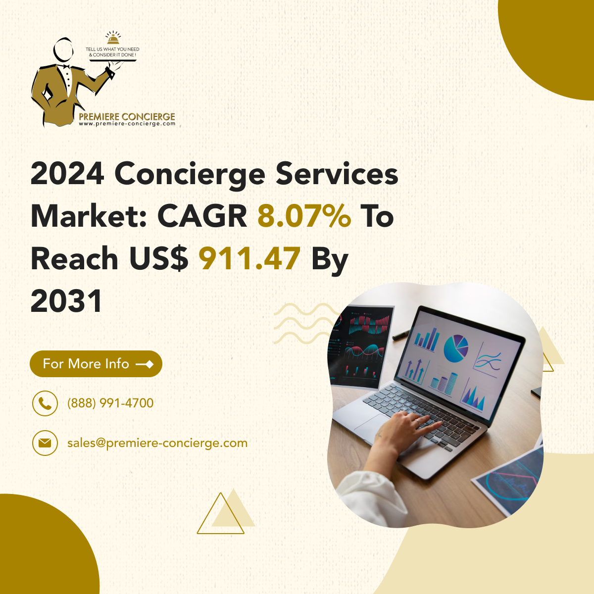 PremiereConcier's tweet photo. The concierge services market is set to grow at a CAGR of 8.07%, reaching US$ 911.47 million by 2031. Experience top-tier luxury with us!

Full News: https://t.co/1fyL0T7ZNs

Contact us today!
🌎 https://t.co/xi5OWRBbL5
📞 (888) 991-4700
.
.
.
#ConciergeMarket #PremiereConcierge https://t.co/STf51WvEp5