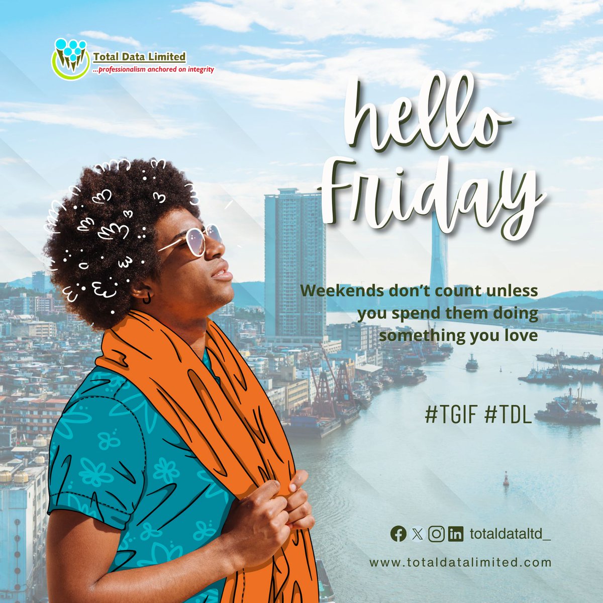 totaldataltd_'s tweet photo. Make Your Weekend Count! ๐ช๐
#weekendvibes #tgif #funfriday #happyfriday
#totaldatalimited #TDL360 #OURTDL
#Outsourcing #HRServices https://t.co/fr9nSLhsPM