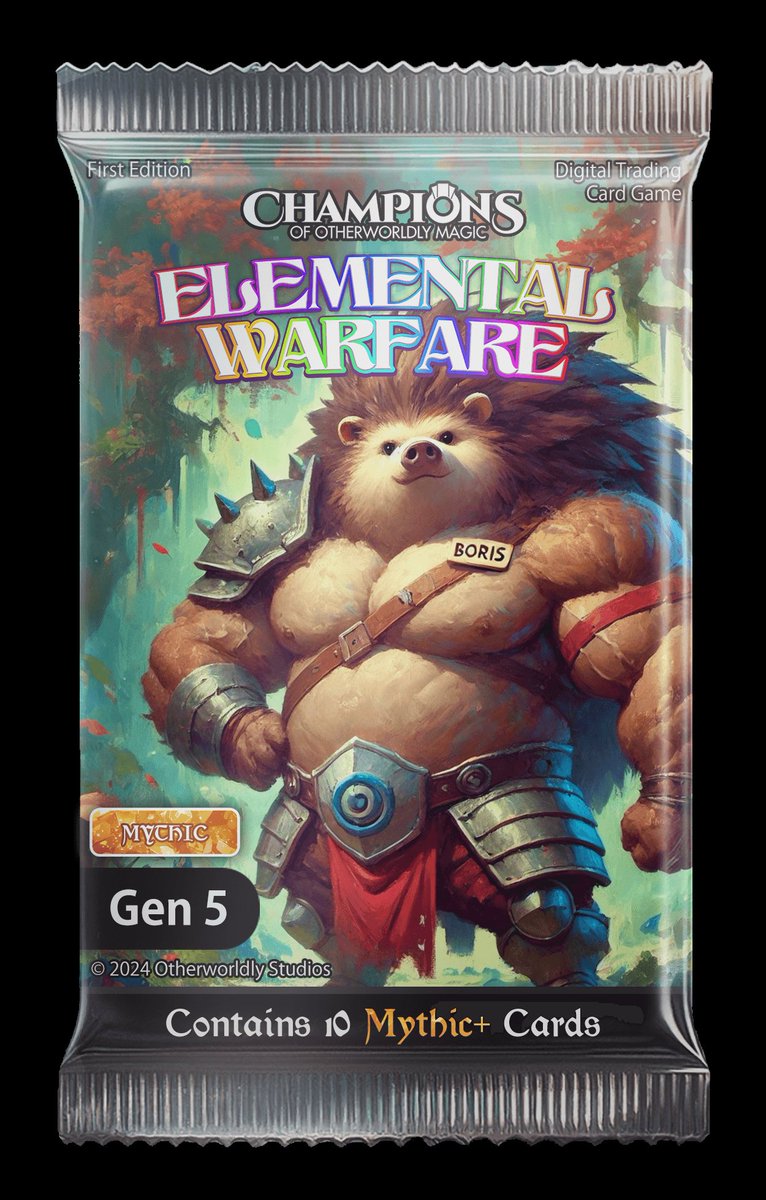 Szerr0's tweet photo. The new expansion of @ChampionsTCG_ : Elemental Warfare is right around the corner

To celebrate, I'll be giving away 1 mythic pack 

To win this handsome hedgehog, retweet, and comment your in game name

Winner will be decided soon, pack will be sent after set 5 releases https://t.co/UKgCrJ3NGz