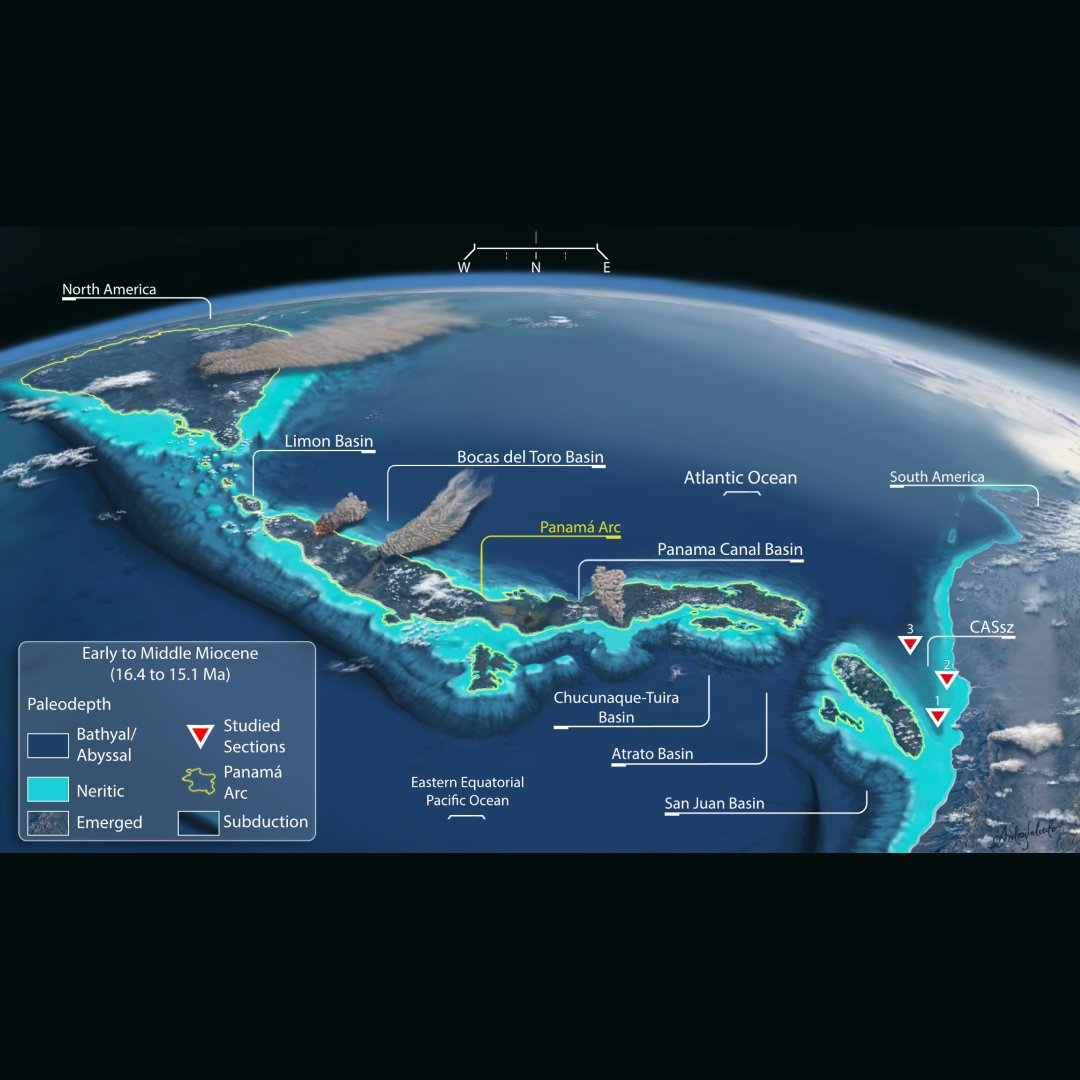 A recent study has stirred up the debate on when the #CentralAmericanSeaway closed, a pivotal event that altered oceanic circulation between the Pacific &amp; Atlantic &amp; connected the Americas. Learn more in GSA Bulletin: tinyurl.com/52ppvjhe
#Tectonics #Oceanography #Miocene