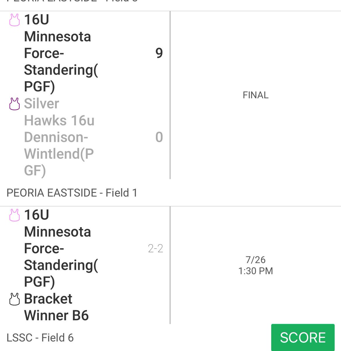 Got a win this morning. Next up 1:30 on Field 6 @ LSSC