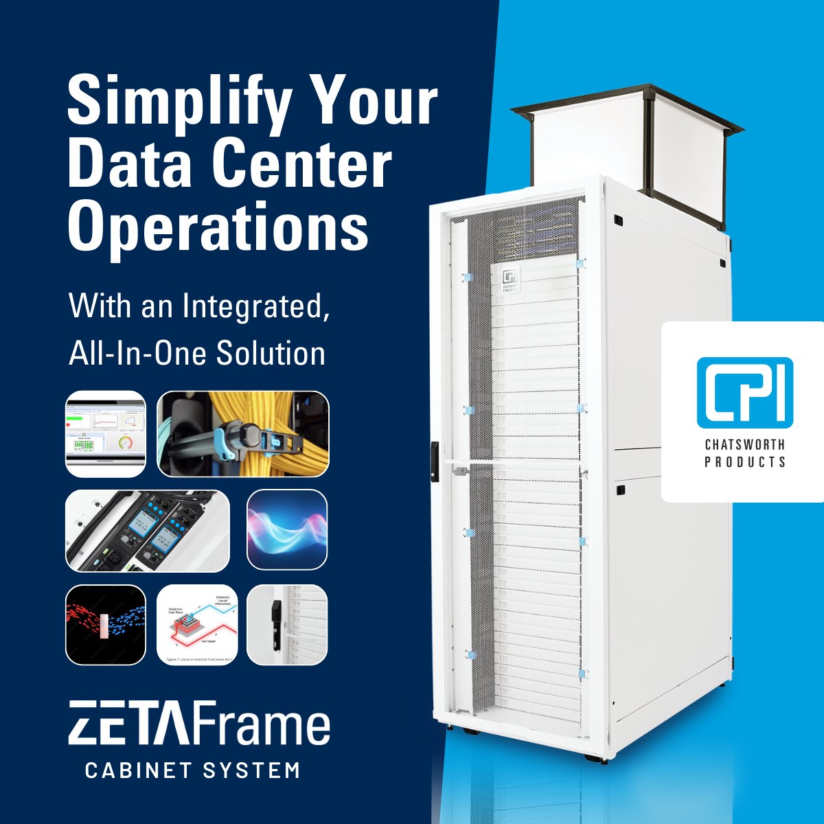 Our ZetaFrame® Cabinet System maximizes efficiency, scalability, and allows for configuration from a range of #predesignedoptions or complete #customization to suit your workload. 

Learn more at: chatsworth.com/en-us/products… 

3/3