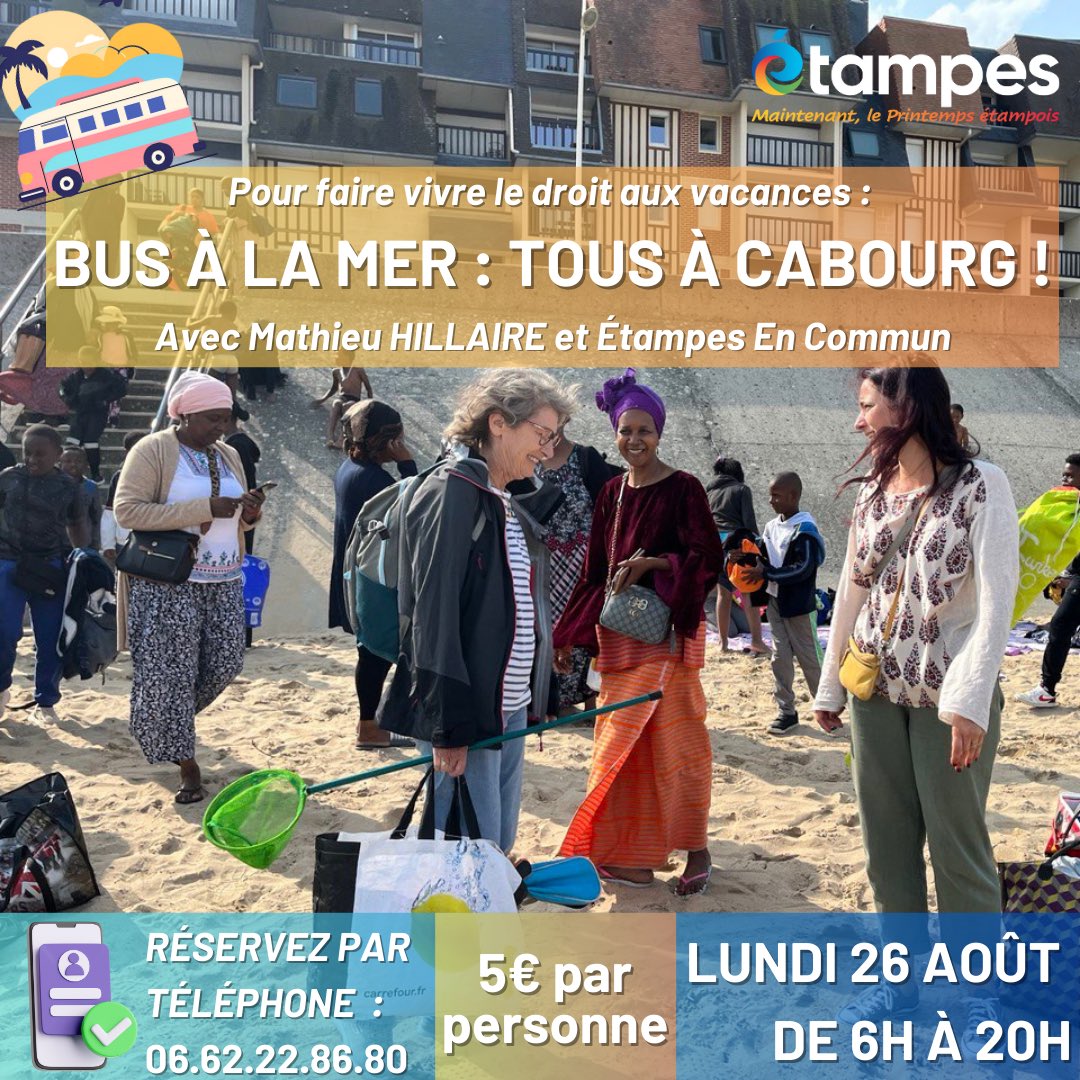 40% des Français, dont 3 millions d’enfants, ne partent pas en #vacances. Héritiers du Front Populaire, nous faisons vivre ce #droit en finançant, chaque année, deux bus pour Cabourg. Cette année, ce sera le 26 août. Étampois : inscrivez-vous par téléphone ⤵️
#Essonne #Etampes