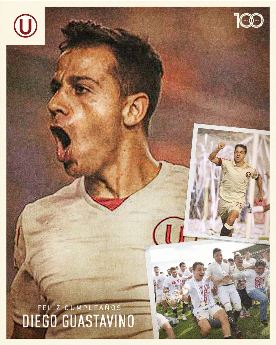 Universitario's tweet photo. ¡𝗙𝗘𝗟𝗜𝗖𝗜𝗗𝗔𝗗𝗘𝗦, «𝗚Ⓤ𝗔𝗦𝗧𝗔»! 🎂⚽️🇺🇾

Hoy está de cumpleaños Diego Guastavino Bentancor, atacante uruguayo que ganó un título nacional con Universitario.

🏆 2013

#Los100DelÚnicoGrande https://t.co/LM2Pzczx7H
