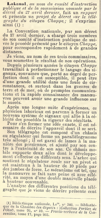 1792_1815's tweet photo. 26 juillet 1793 La #Convention décide la construction de relais pour le #télégraphe par #sémaphore mis au point par Claude #Chappe (1763-1805). Le système permet la transmission rapide d’informations. La première ligne est testée en avril 1794 entre Paris et Lille. https://t.co/y28W4MnhZH