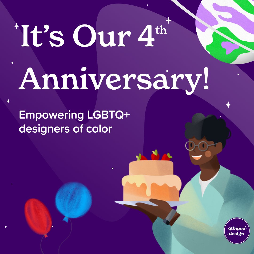 Today marks the 4th anniversary of QTBIPOC Design! 🎉🎈
We’re grateful for four incredible years of community, growth, and impact. Thank you to everyone who has been a part of our story! 🌟
#DesignWithImpact #community #QTBIPOC #uxdesign