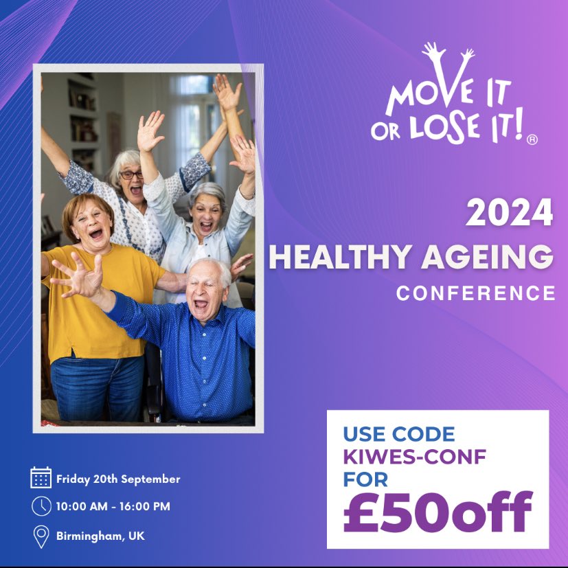 Join us for expert talks on falls, frailty, bone health &amp; physical activity. Learn from leading professionals and boost your knowledge on #healthyageing. Get £50 off the day delegate rate with code below…
Book now 👉 moveitorloseit.co.uk/product/move-i…
#FallsPrevention