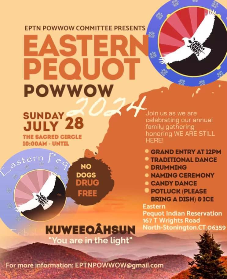 <a href="/NativeBrotha/">NativeBrotha.bsky.social: Support Odenong Powwow</a> Also the annual Eastern Pequot powwow is on Sunday