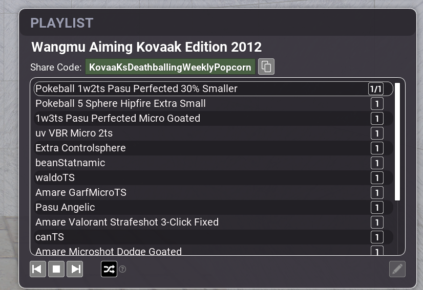 minigodcs's tweet photo. Wangmu Aiming Kovaak's Edition 2012 

Code : KovaaKsDeathballingWeeklyPopcorn

Nice tacFPS playlist we've made together with @kamykvalo in order to keep our raw aiming ability sharp. If you were looking for something to finish a day off with, there you go.