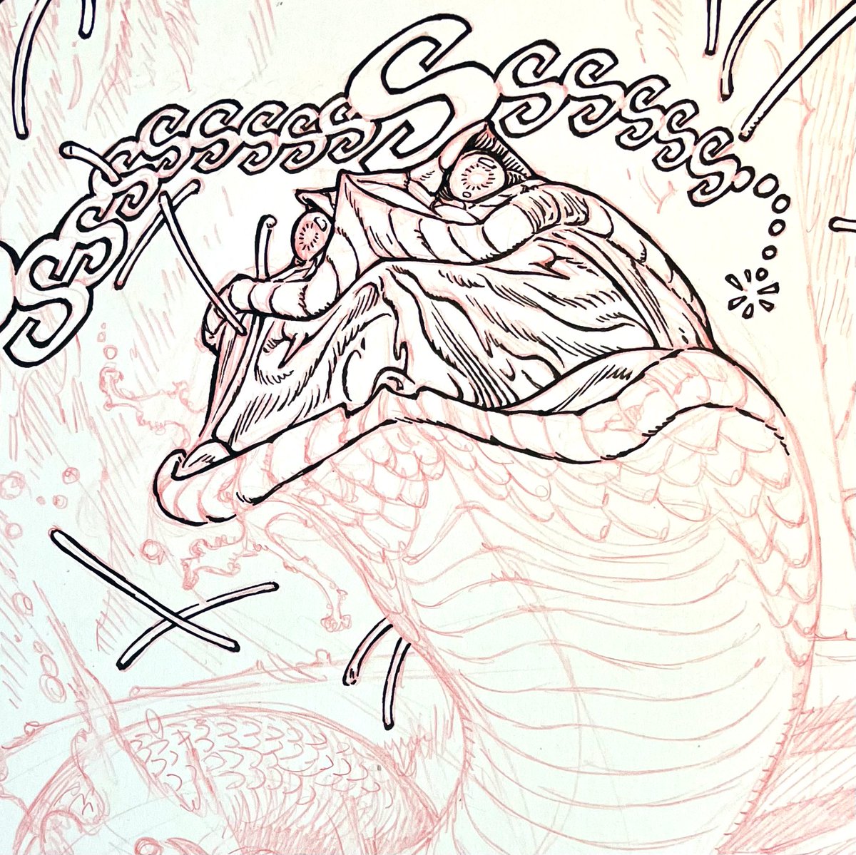 GR_comics's tweet photo. hissing
partial inks detail
#makingcomics #SecretProject2
#process https://t.co/3aDOf4PaTf