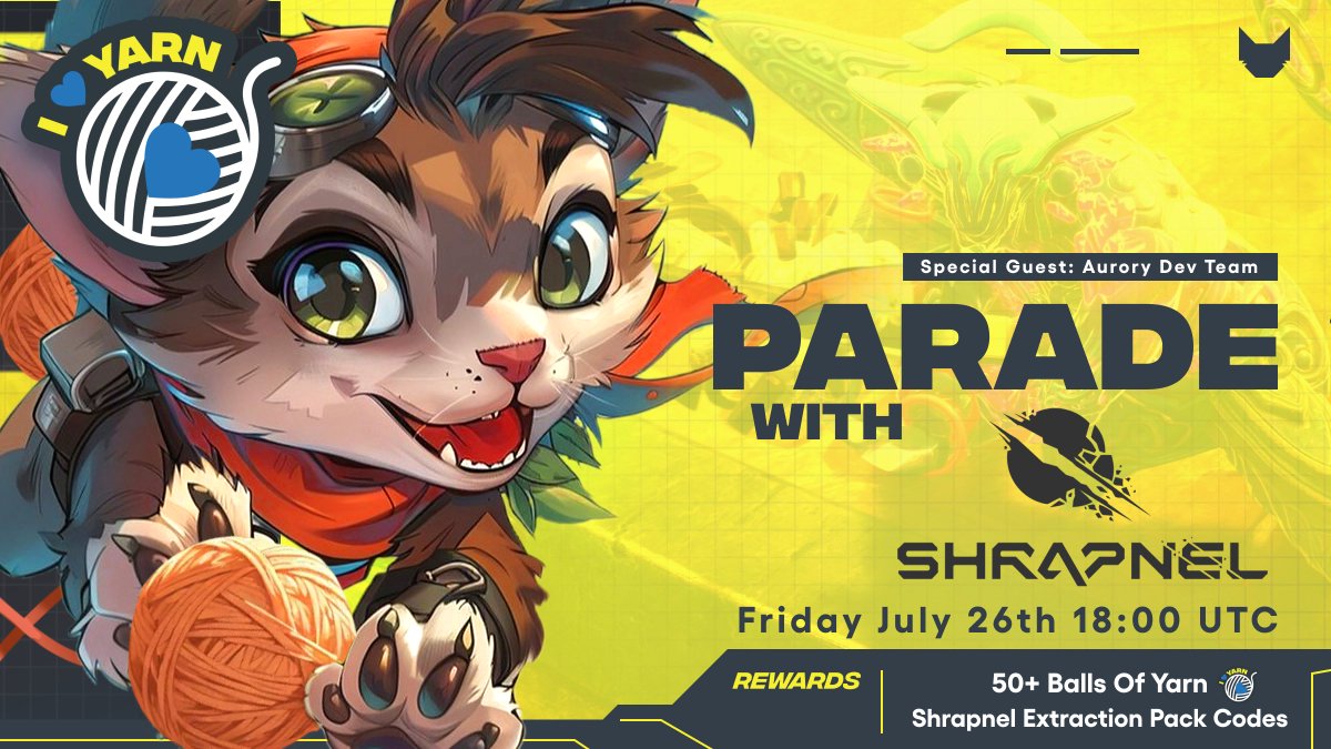 Today in Discord the Carnival Parade returns w/ one of Web3's best FPS games <a href="/playSHRAPNEL/">SHRAPNEL</a> 🔫🐱

Pounce into action at 18:00 UTC and claw your way to prizes! 🎁🧶

See you meow!
