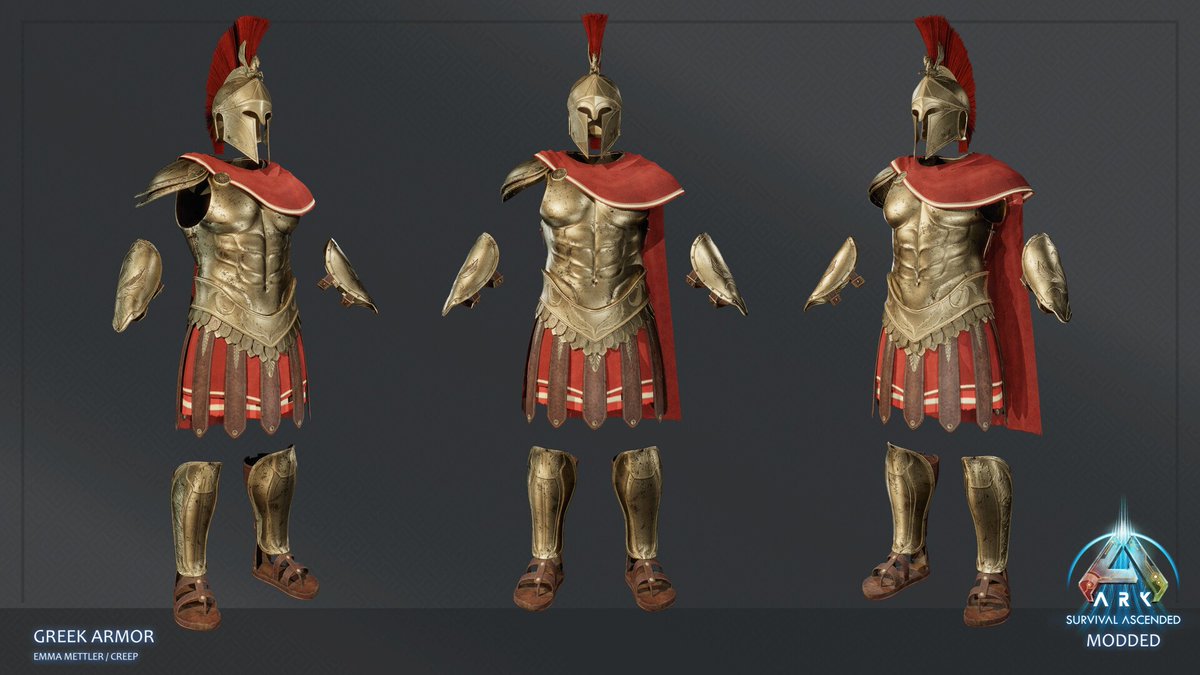 Nekatus's tweet photo. Check out our upcoming greek armor much closer in Emmas artstation post :) !

@survivetheark @NotDollie #playARK #ARKSurvivalAscended https://t.co/VN321dO7VL