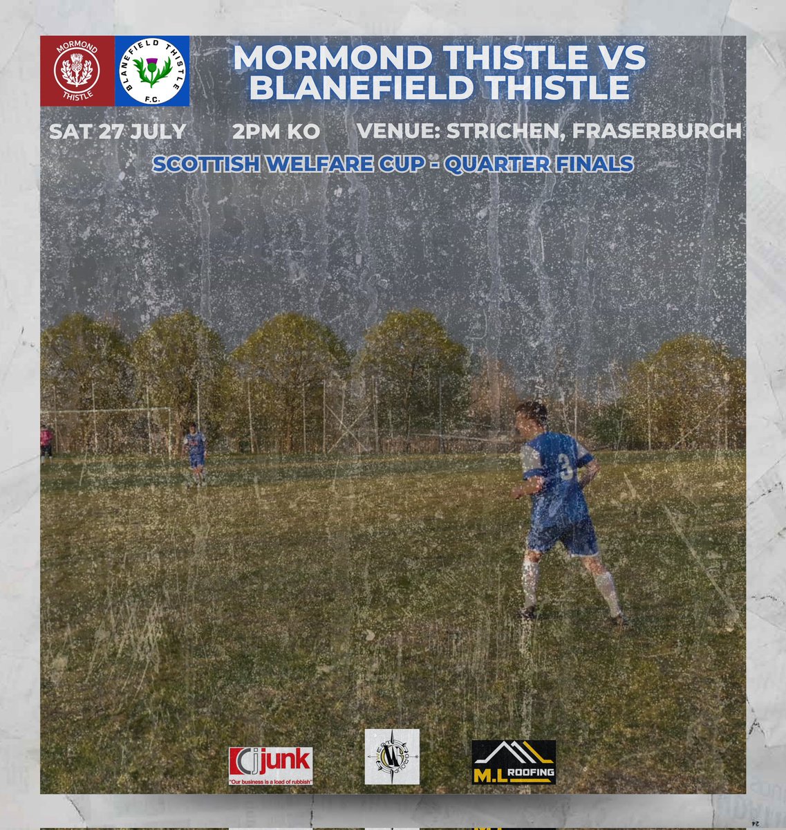 Tomorrow we make the trip up to Strichen, Fraserburgh to face Mormond Thistle in the quarter finals of the Welfare Scottish Cup. 

KO is at 2pm.