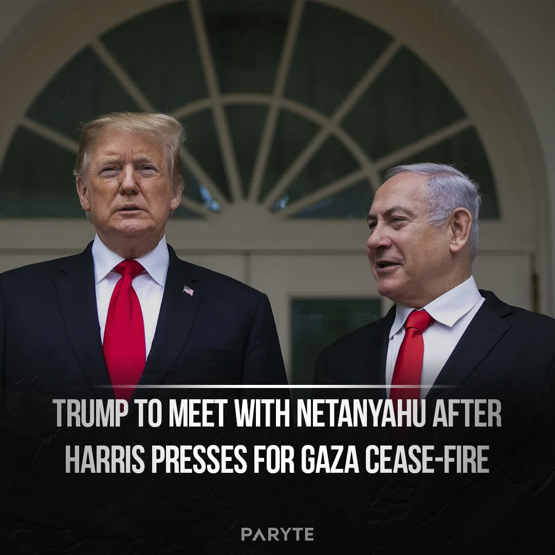 Parytecom's tweet image. Trump to meet with Netanyahu after Harris presses for Gaza cease-fire.