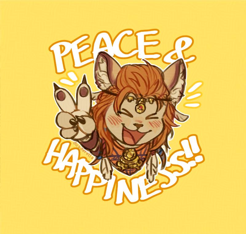 dunderella's tweet photo. [ FF14 ] PEACE AND HAPPINESS!!!!!!!!!!!! ✌🦁 https://t.co/OMGXYMcJGX