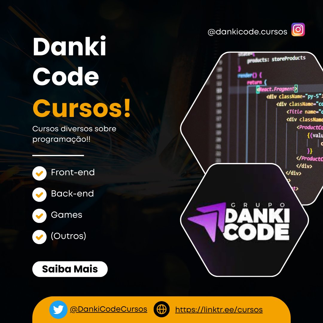 DankiCodeCursos's tweet image. 🚀 Aprenda a programar com a Danki Code! 🚀

Oferecemos cursos em: ✅ Front-end ✅ Back-end ✅ Desenvolvimento de Games ✅ E mais!
Acesse: linktr.ee/cursos.dankico…
📸 Siga-nos no Instagram: @Dankicode.cursos
#DankiCode #CursosOnline #Programação #Educação #Tecnologia