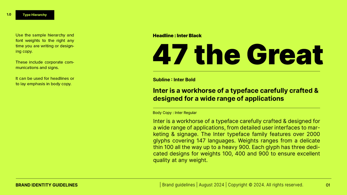47thegreat_'s tweet photo. Brand Guidelines Typography Section.
Full project soon! https://t.co/mkhMnqpHxE